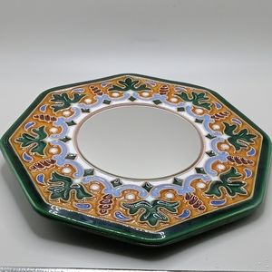 Octogon Glazed floral carved mirror feng shui 8.5 x 8.5